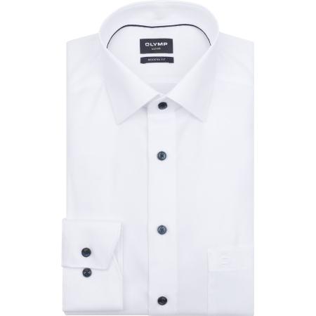 Olymp Luxor Overhemd Diamond Twill Wit