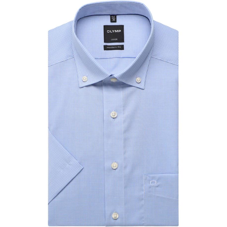 OLYMP Luxor Overhemd Korte mouw blauw/wit Blauw