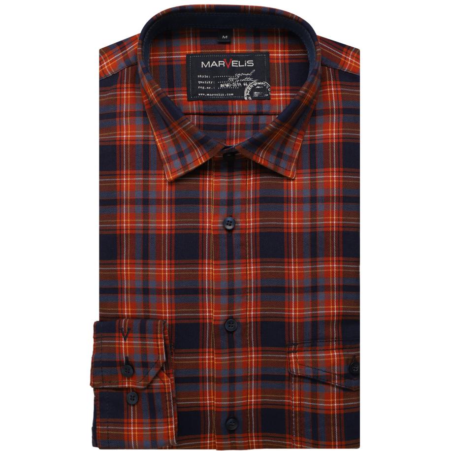Marvelis Casual Overhemd marine, Ruit Blauw