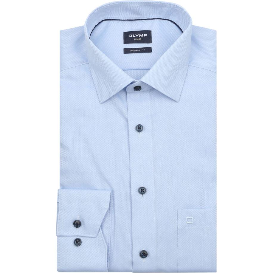 Olymp Luxor Overhemd Diamond Twill Lichtblauw Blauw