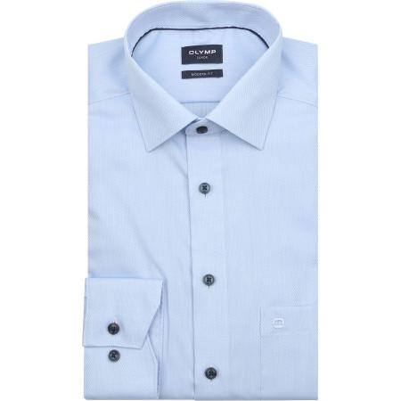 Olymp Luxor Overhemd Diamond Twill Lichtblauw