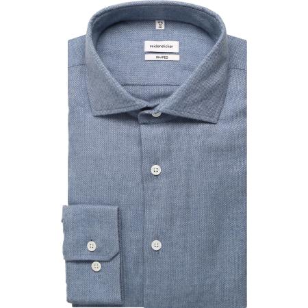 Seidensticker Flanellen Overhemd blauw, Effen