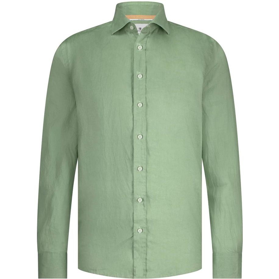 State Of Art Overhemd Linnen Groen Groen