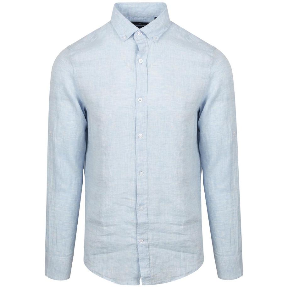 Steppin' Out Overhemd Linnen Lichtblauw Blauw
