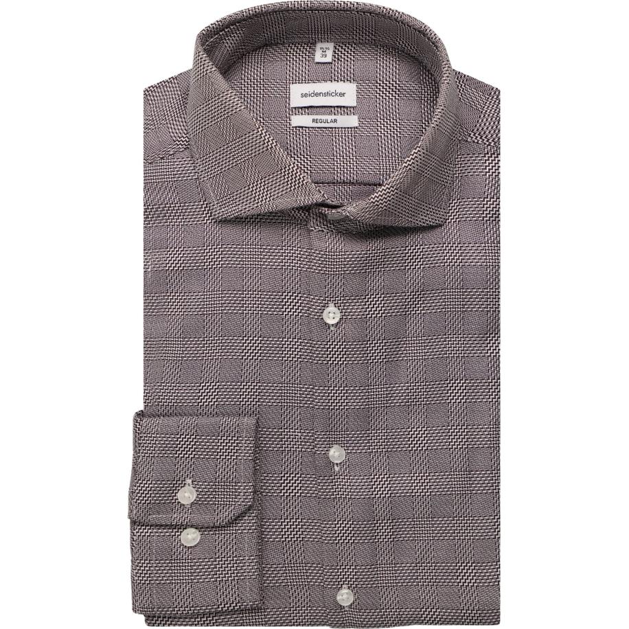 Seidensticker Overhemd paars, Ruit Paars