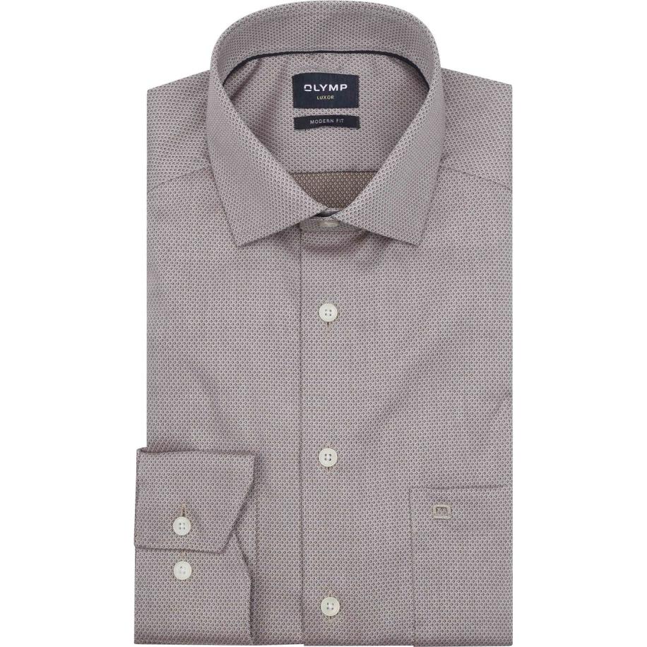 Olymp Luxor Overhemd Diamond Structure Bruin Bruin