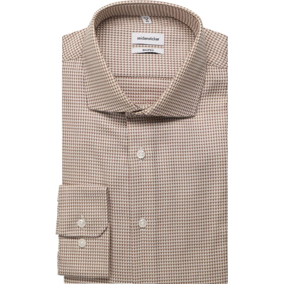 Seidensticker Overhemd beige, Gestructureerd Bruin