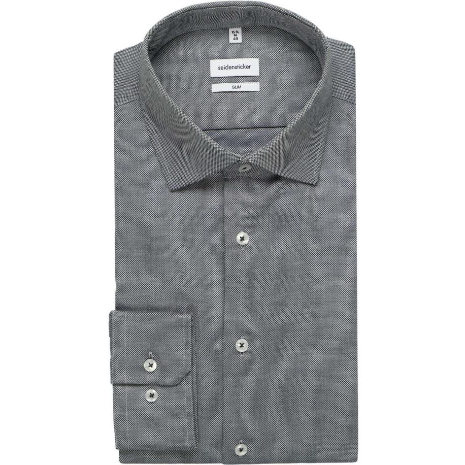 Seidensticker Overhemd grijs, Effen Grijs