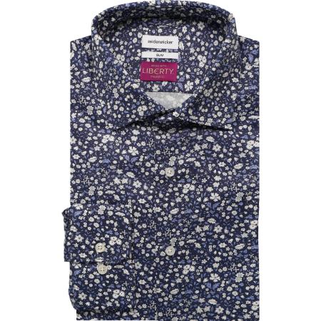 Seidensticker Overhemd donkerblauw, Bloemen