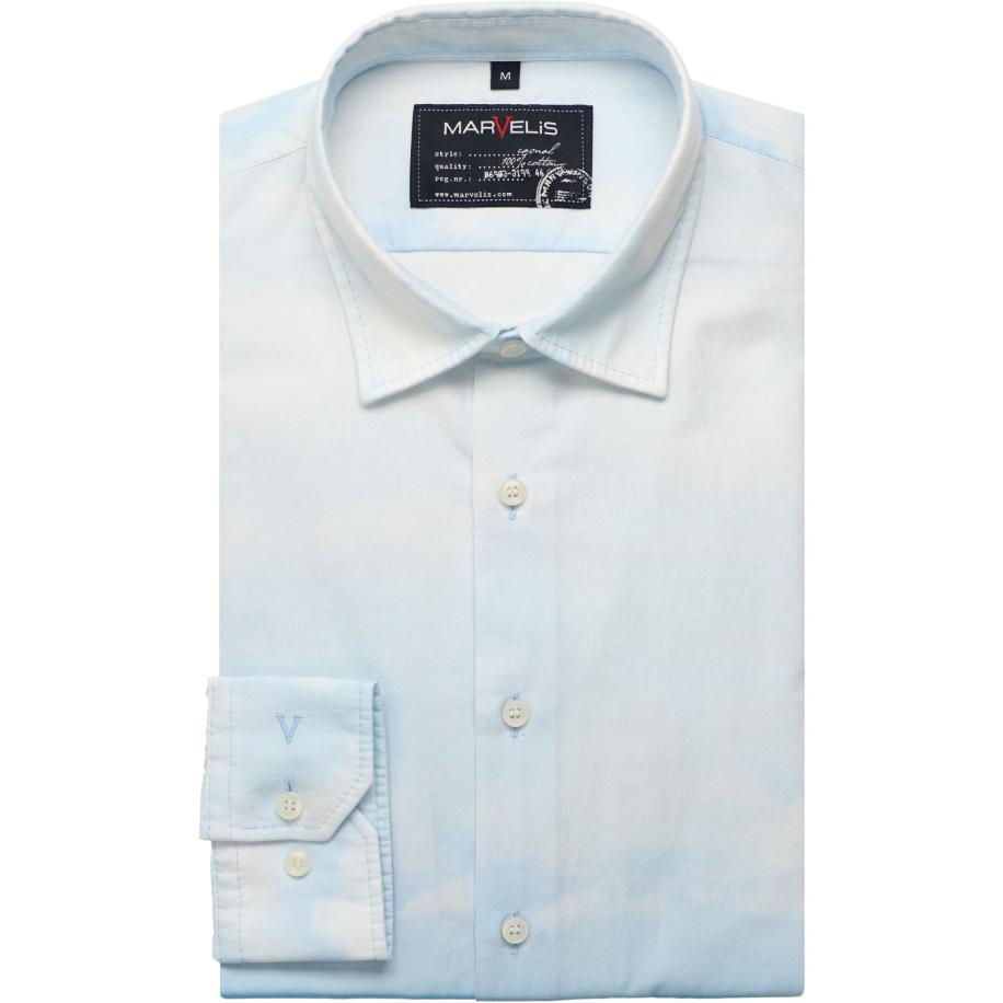 Marvelis Casual Overhemd blauw, Gewassen Blauw