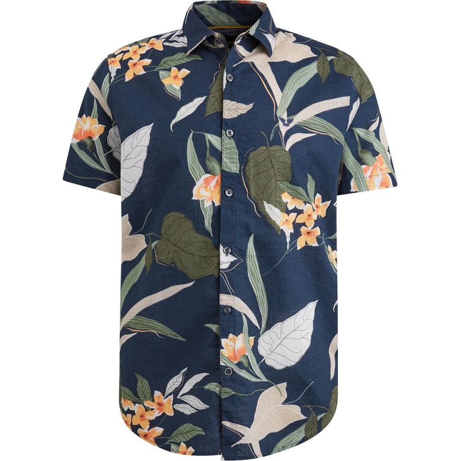 PME Legend Short Sleeve Overhemd Print Navy Blauw