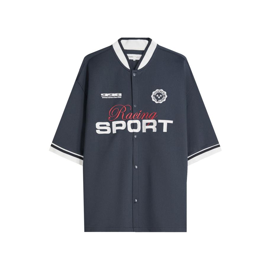 Bershka Bershka Overhemd navy / bloedrood / wit -