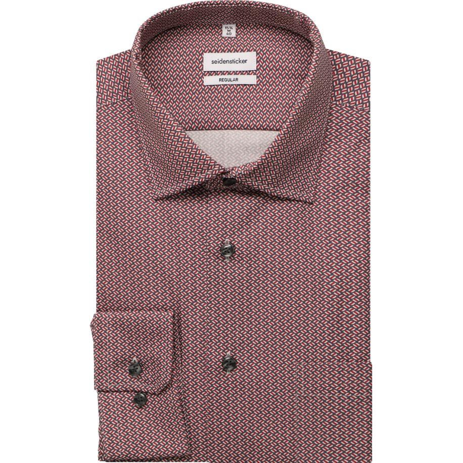 Seidensticker Overhemd rood, Bedrukt Rood