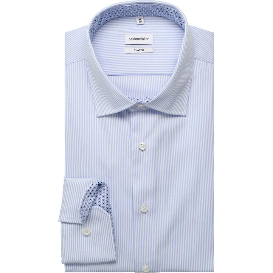 Seidensticker Overhemd lichtblauw, Gestreept Blauw