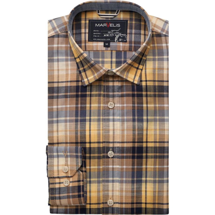 Marvelis Casual Overhemd geel, Ruit Geel