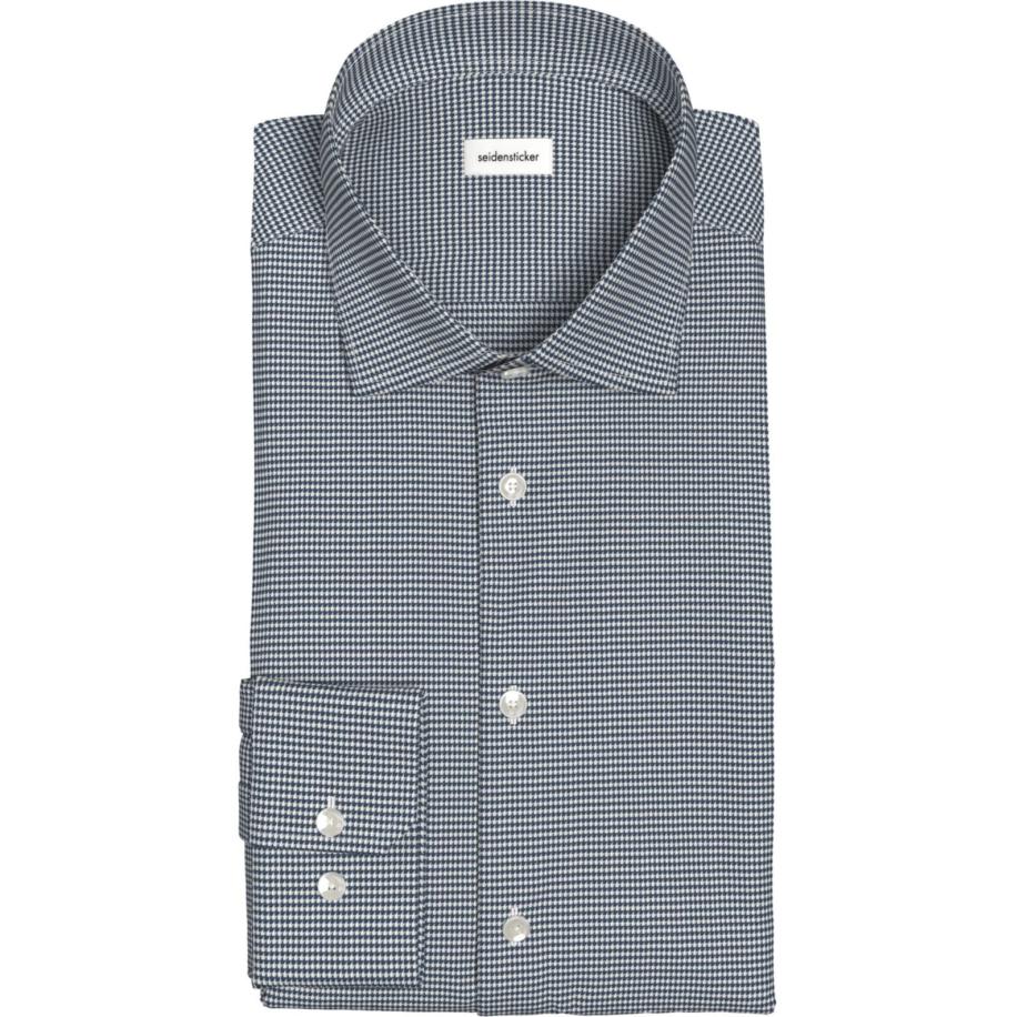 Seidensticker Overhemd donkerblauw, Pied De Poule Blauw
