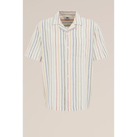 Fundamentals heren easy care gestreept korte overhemd van linnen mix - Regular fit - Multikleur - Linnen - Maat: XXL