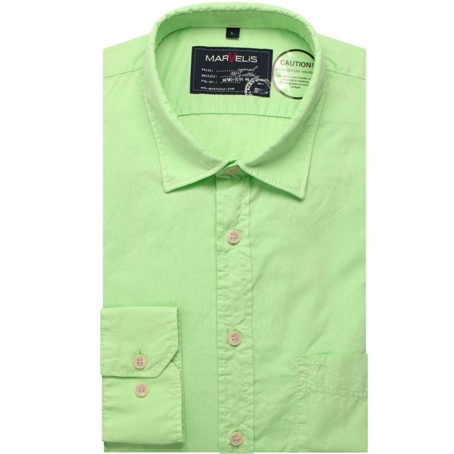 Marvelis Casual Overhemd limegroen, Effen Groen