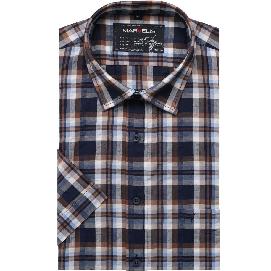 Marvelis Casual Overhemd Korte mouw marine Blauw