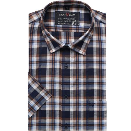 Marvelis Casual Overhemd Korte mouw marine