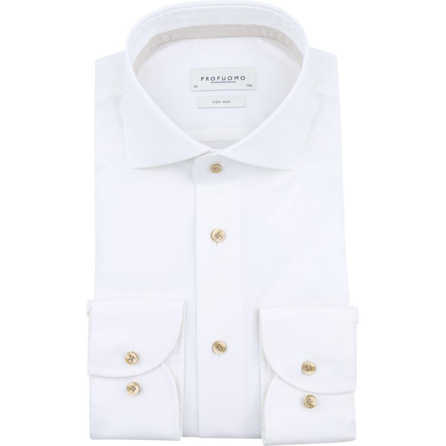 Profuomo Overhemd Cutaway Dobby Wit Wit