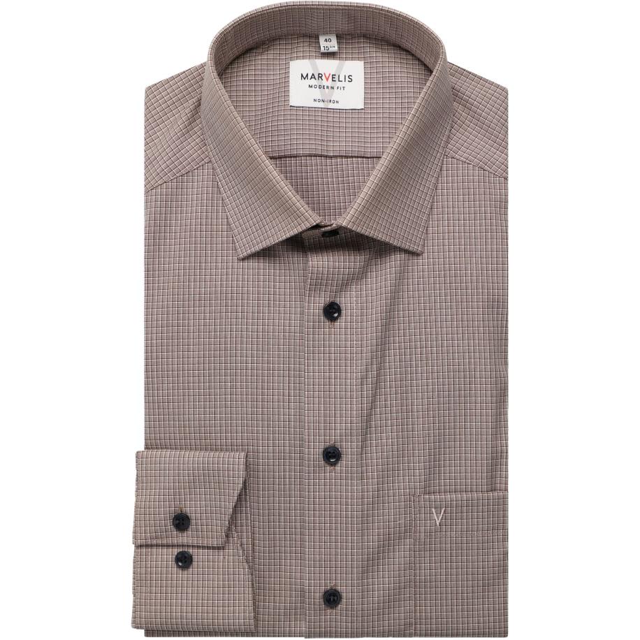 Marvelis Overhemd bruin, Ruit Bruin