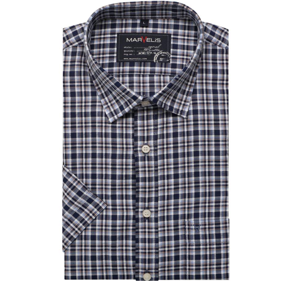 Marvelis Casual Overhemd Korte mouw marine Blauw