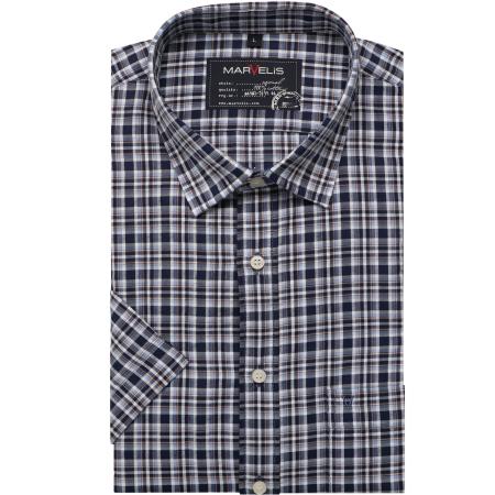 Marvelis Casual Overhemd Korte mouw marine