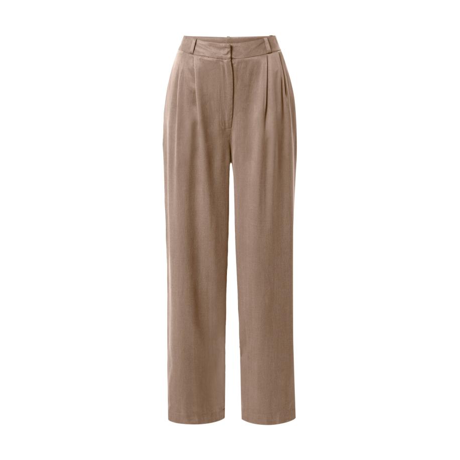 A LOT LESS Bandplooibroek Florentina taupe Bruin