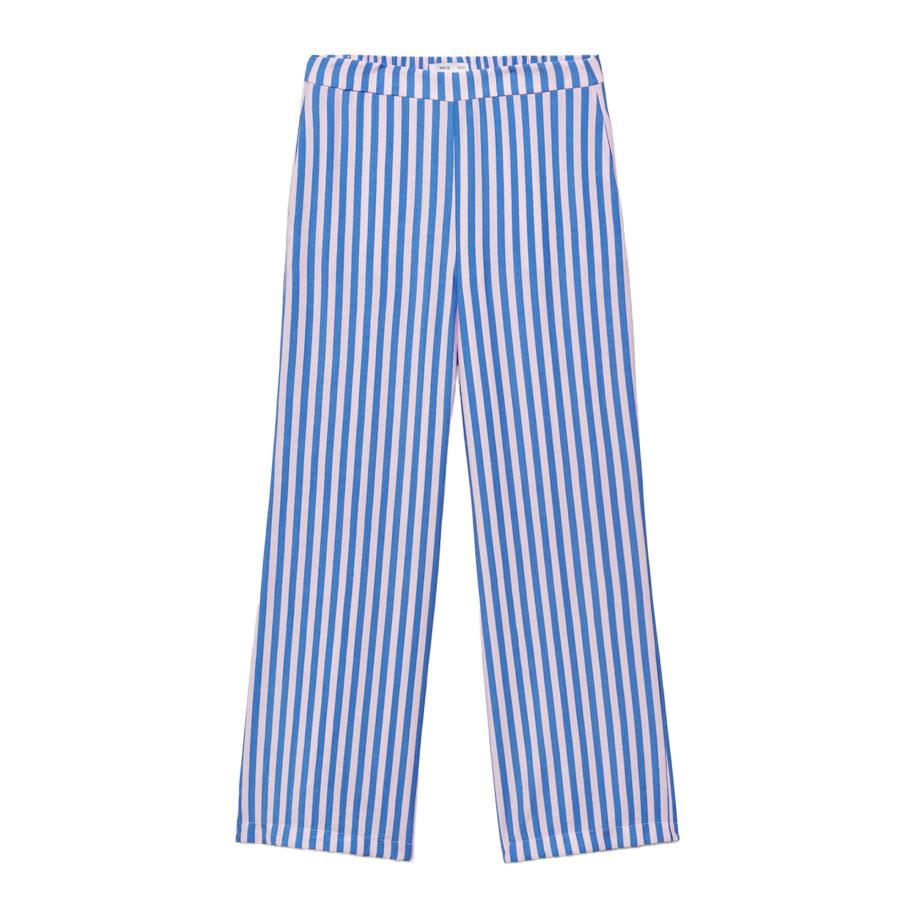 Mango MANGO Broek MYKONOS azuur / wit -