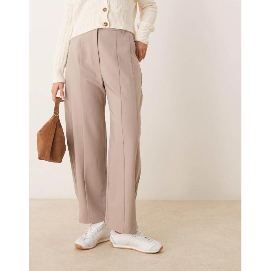 ASOS DESIGN Elegante broek met lipje in stone-Roze Roze