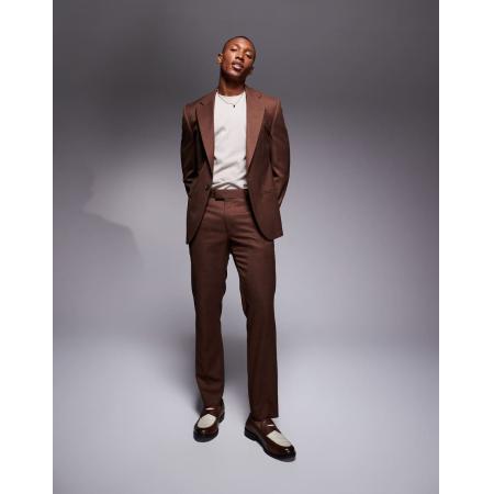 River Island - Slim-fit pantalon in roestbruin-Rood