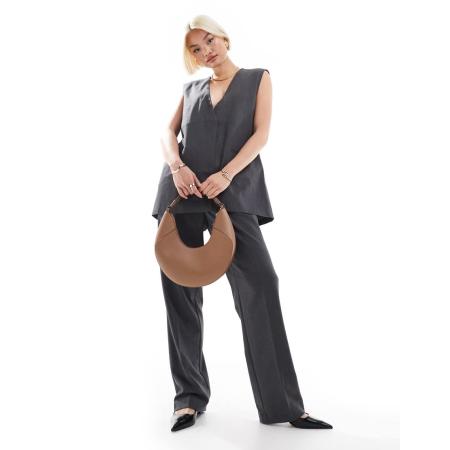 AWARE Elegant gilet met hoge taille in donkergrijs, deel van co-ord set