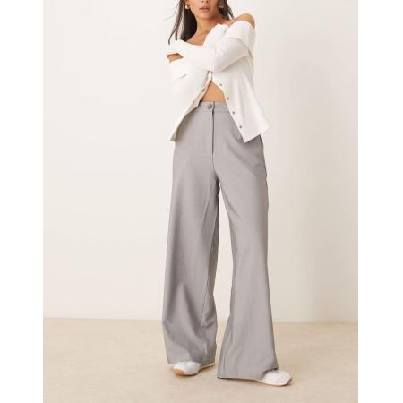 ASOS DESIGN Elegante ruimvallende broek met rechte pijpen in grijs