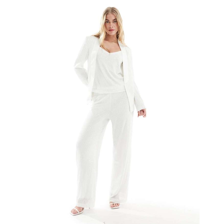 Vila Bruidskleding Broek met wijde pijpen in wit, deel van co-ord set Wit