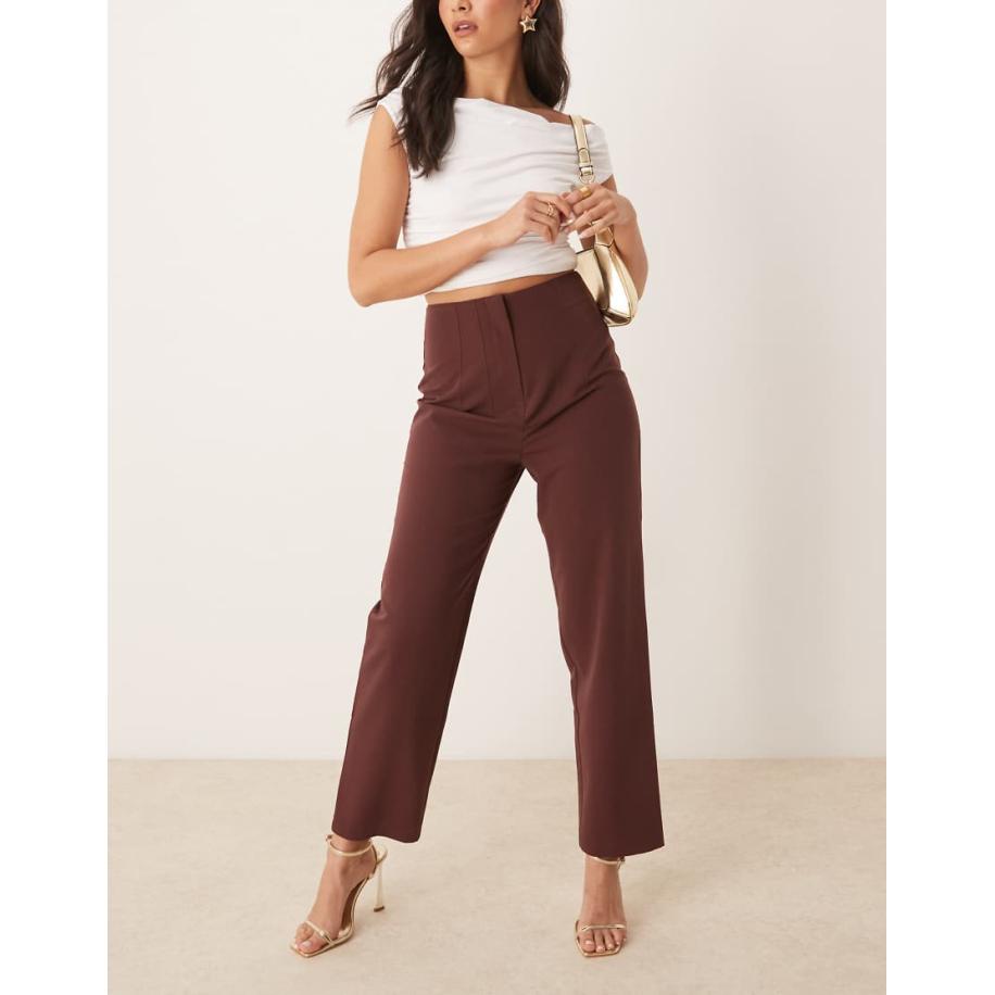 Miss Selfridge Essentials Cigarette broek in chocoladebruin-Groen Groen