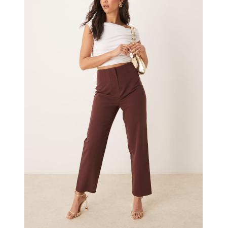 Miss Selfridge Essentials Cigarette broek in chocoladebruin-Groen