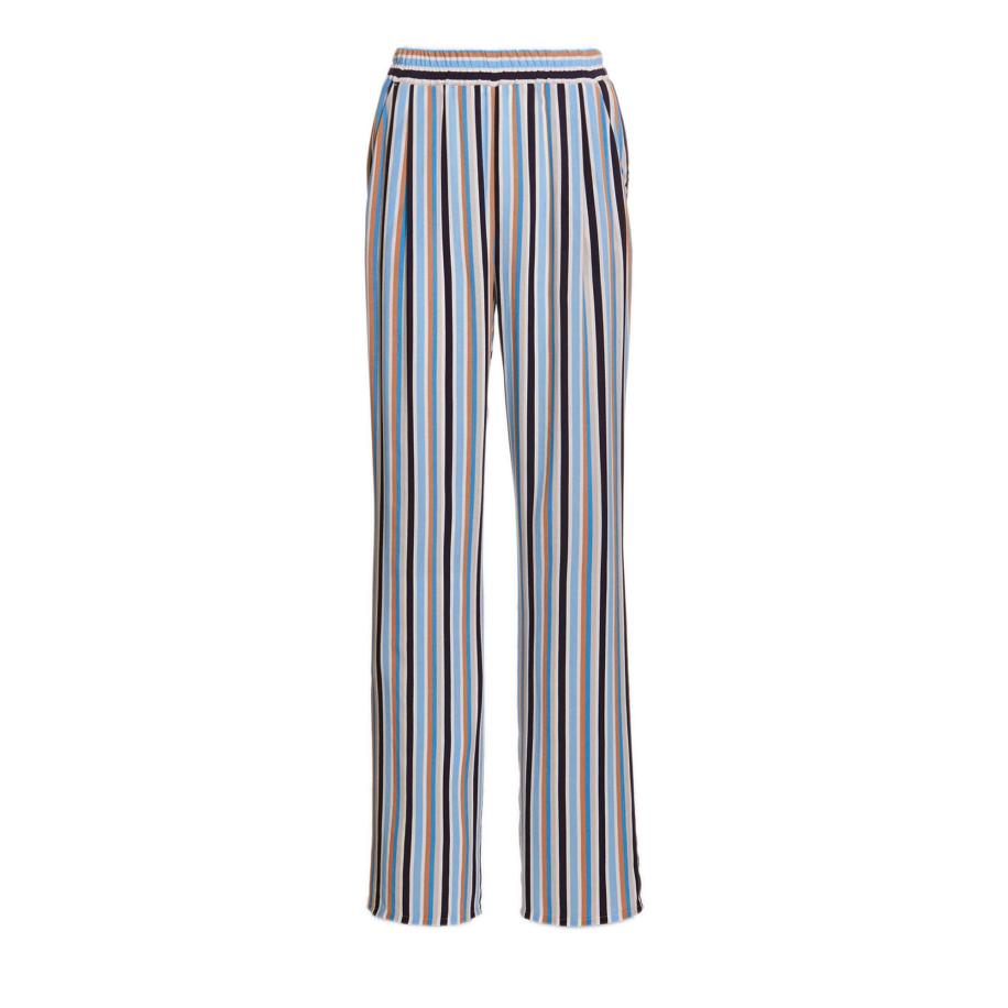 Goldner Goldner Broek Palazzo beige / blauw / marine / wit -