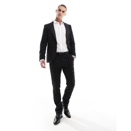 Twisted Tailor - Pantalon met geblokte print, deel van co-ord set-Veelkleurig