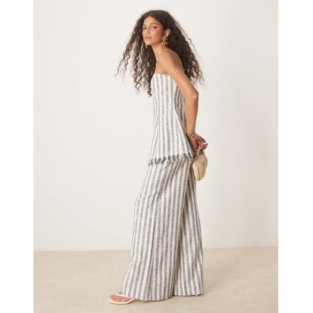 ASOS DESIGN Gestreepte elegante bouclé broek in blauw, deel van co-ord set