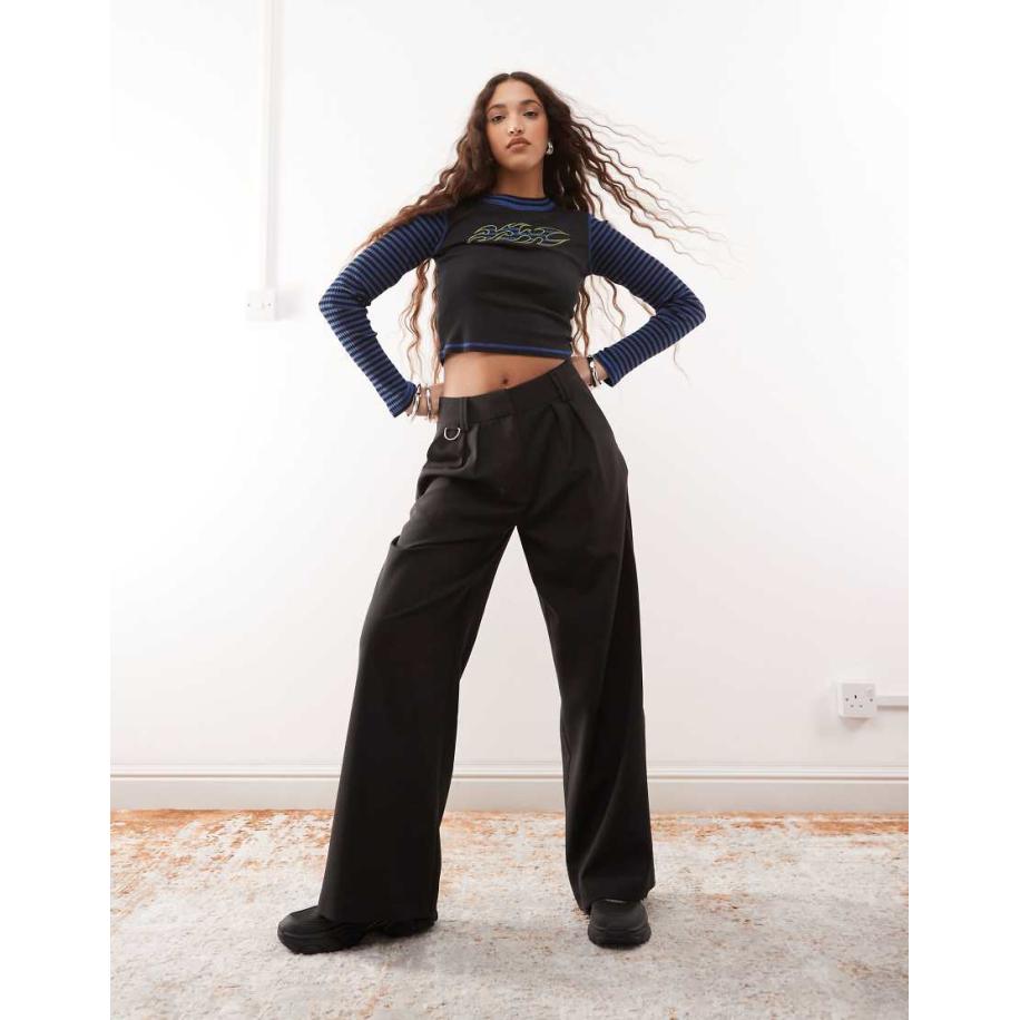 COLLUSION Broek met wijde pijpen in zwart Zwart