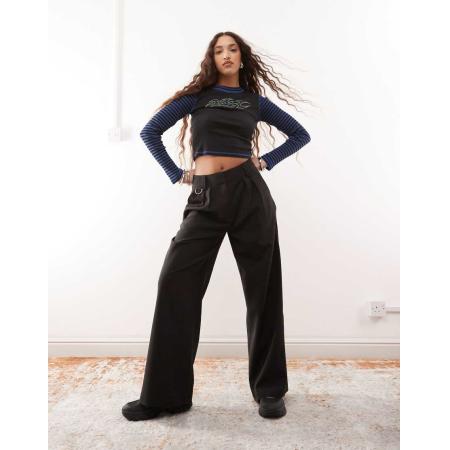 COLLUSION Broek met wijde pijpen in zwart