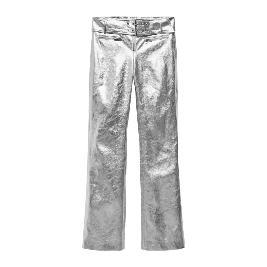 Mango MANGO Broek Lauren zilver -