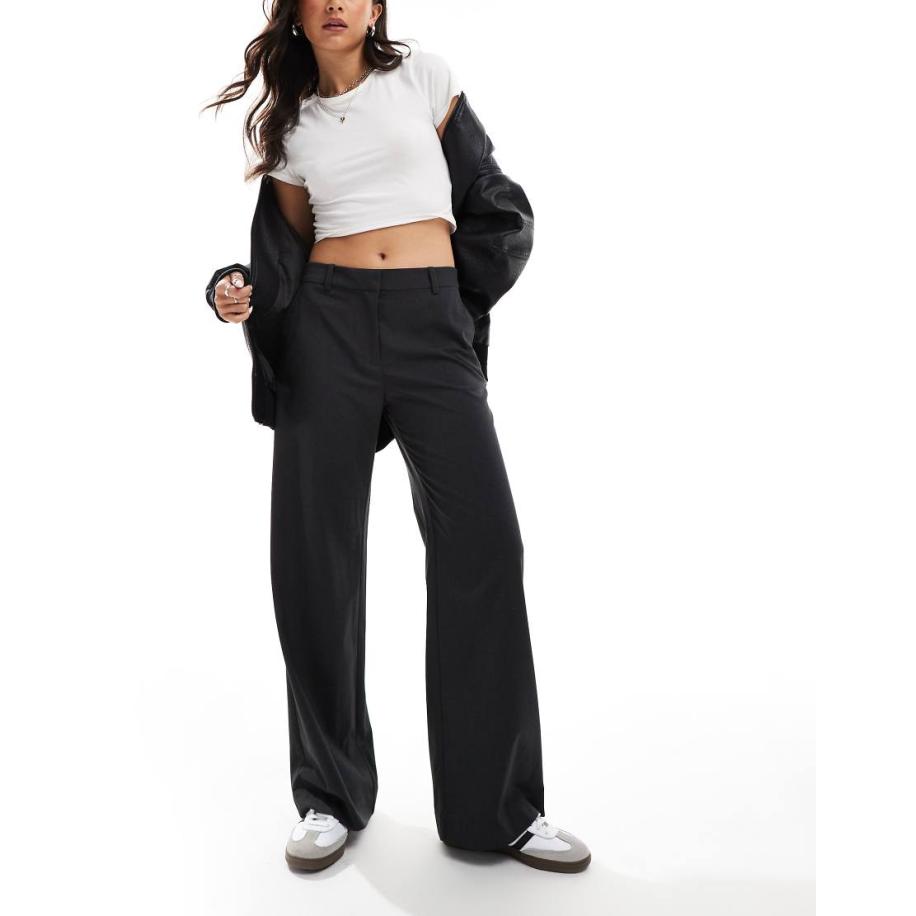 Weekday Emily Broek met lage taille in gemêleerd donkergrijs Grijs