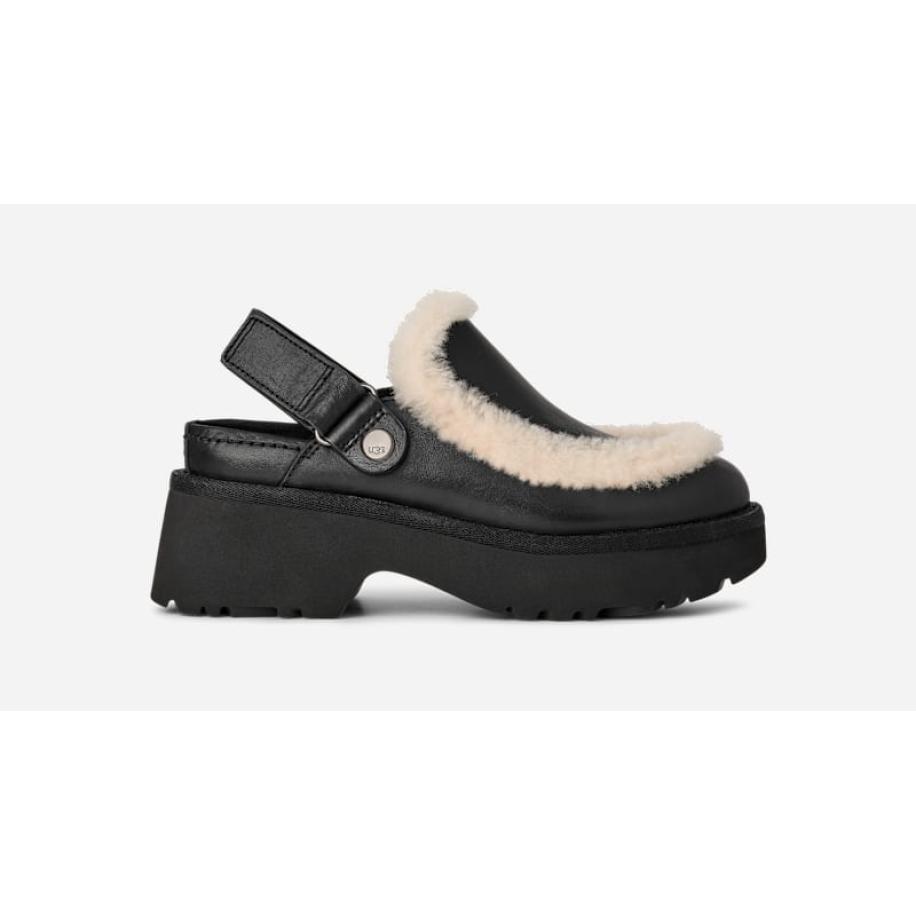 UGG® Esmee Leather-klomp in Black, Maat 36, Leder Zwart