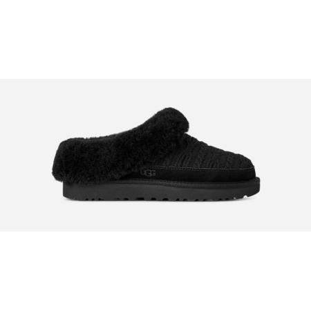 ClUGG®ette Cabelle Knit Slipper in Black, Maat 36, Suede/Breien