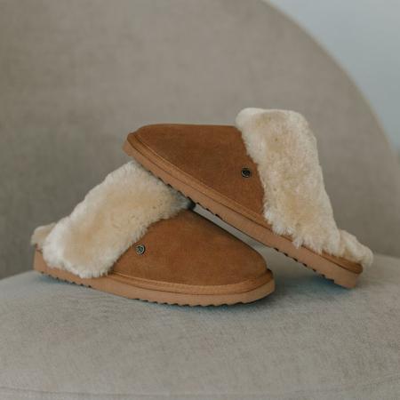 Warmbat Flurry Pantoffels cognac Suede