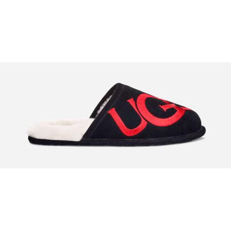UGG® Scuff Logo Pantoffels voor Heren in Black, Maat 41, Suede