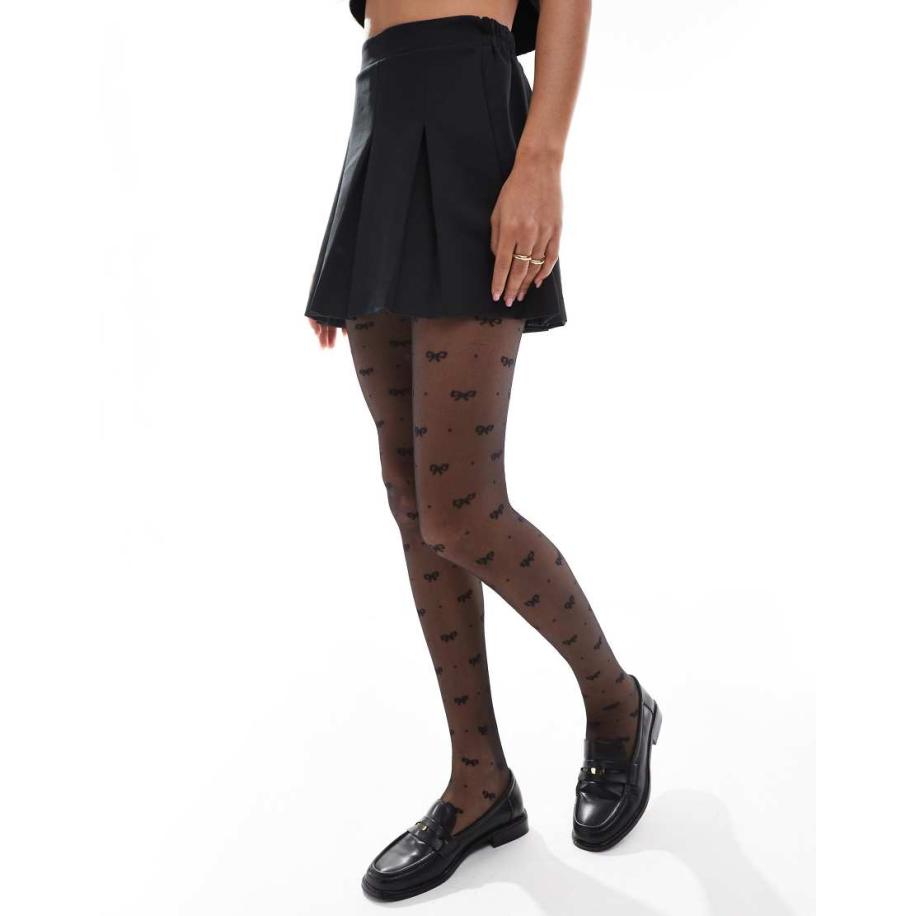 ASOS DESIGN Panty met stippen en strikjes in zwart Zwart