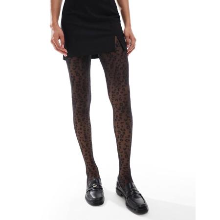 ASOS DESIGN Panty met luipaardprint in zwart